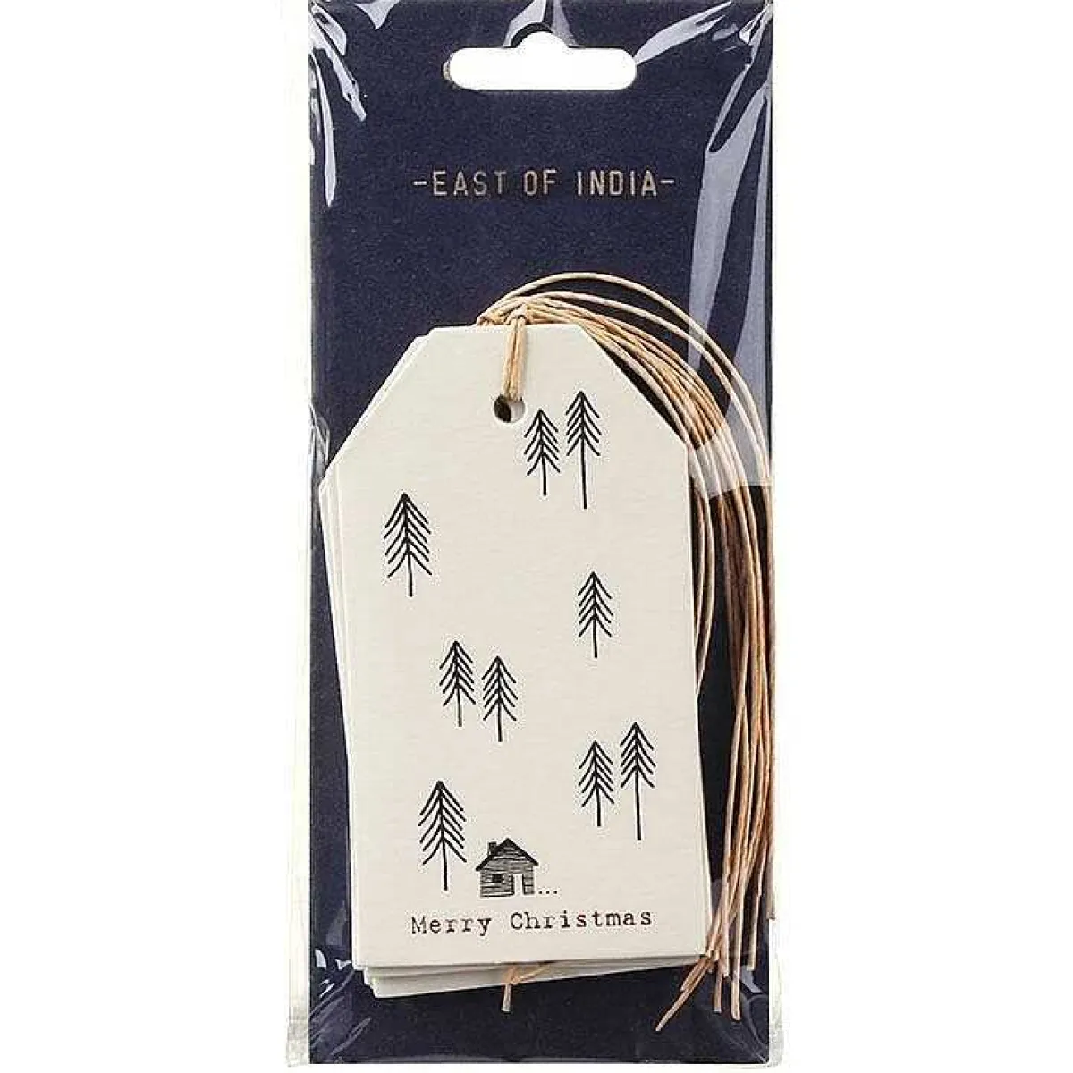Pack Of 6 Labels Fir Trees And House>East of India Online