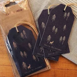 Pack Of 6 Labels Fir Trees And Stag><noscript><img width=