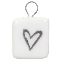 Porcelain Heart Tile On Wire>East of India Clearance