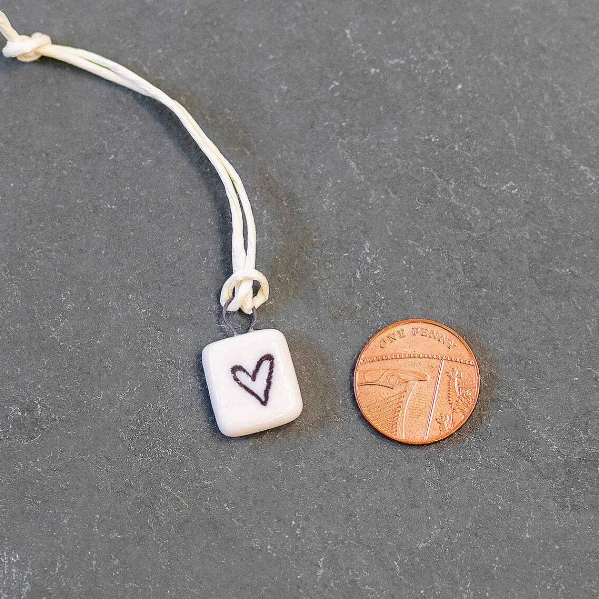 Porcelain Heart Tile On Wire>East of India Clearance