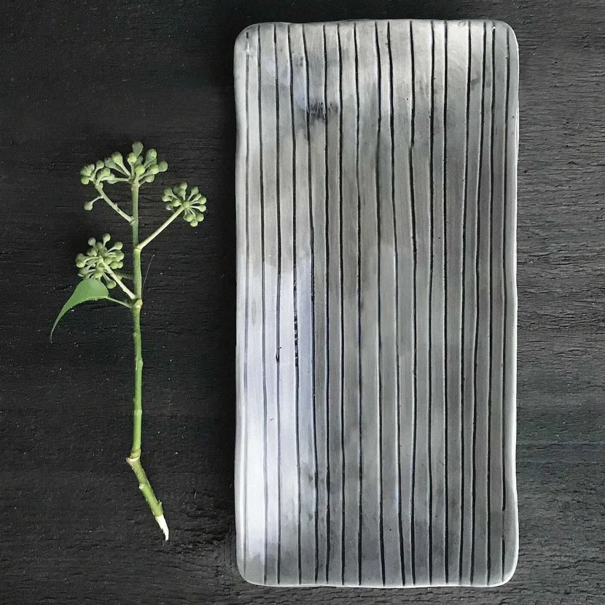 Scratched Lines Long Painted Trinket Dish>East of India Clearance