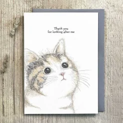 'Thank You For Looking After Me' Cat Card>East of India Clearance