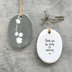 'Thank You For Being Amazing' Sgraffito Porcelain Hanger>East of India Fashion