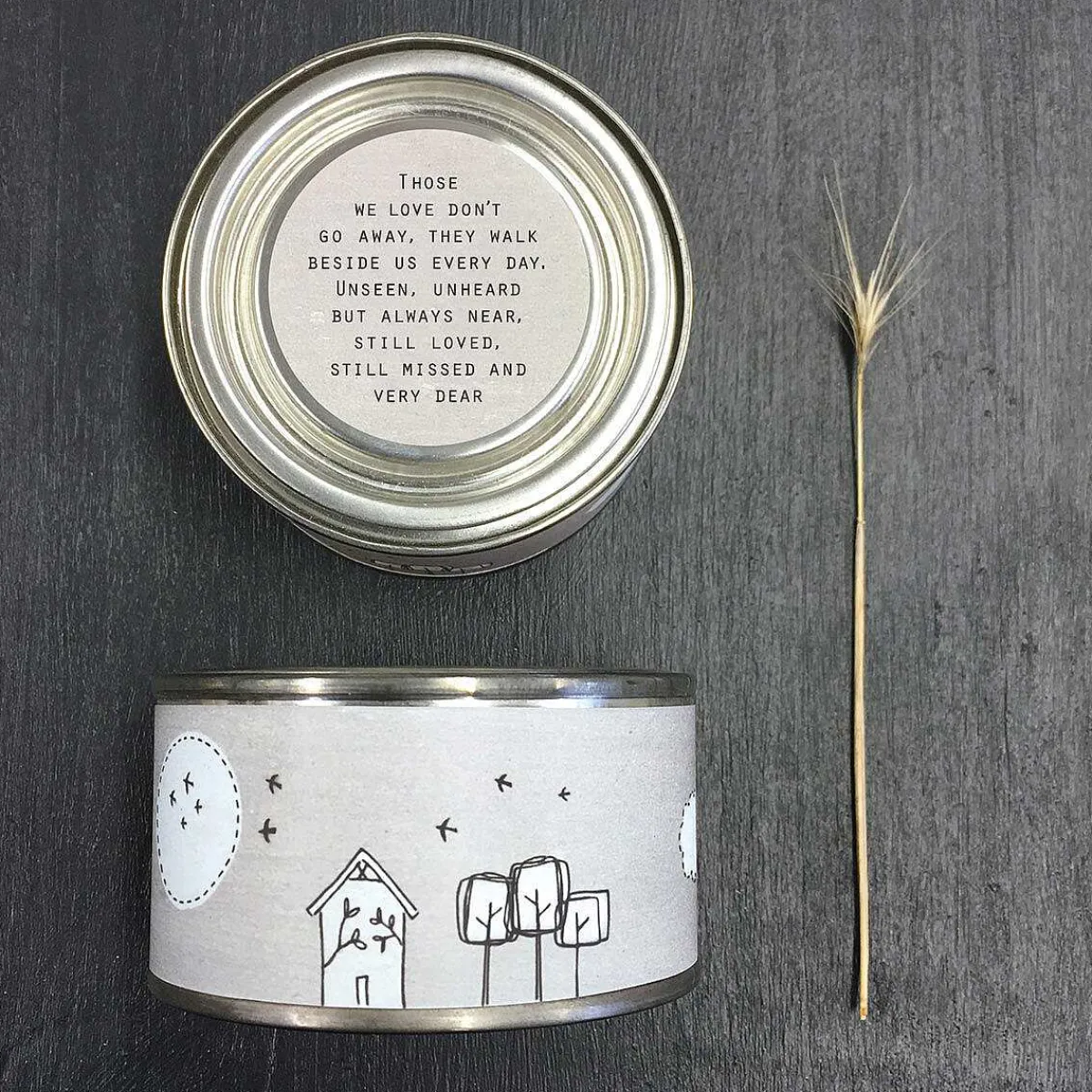 'Those We Love Don'T Go Away' Tin Candle>East of India Clearance
