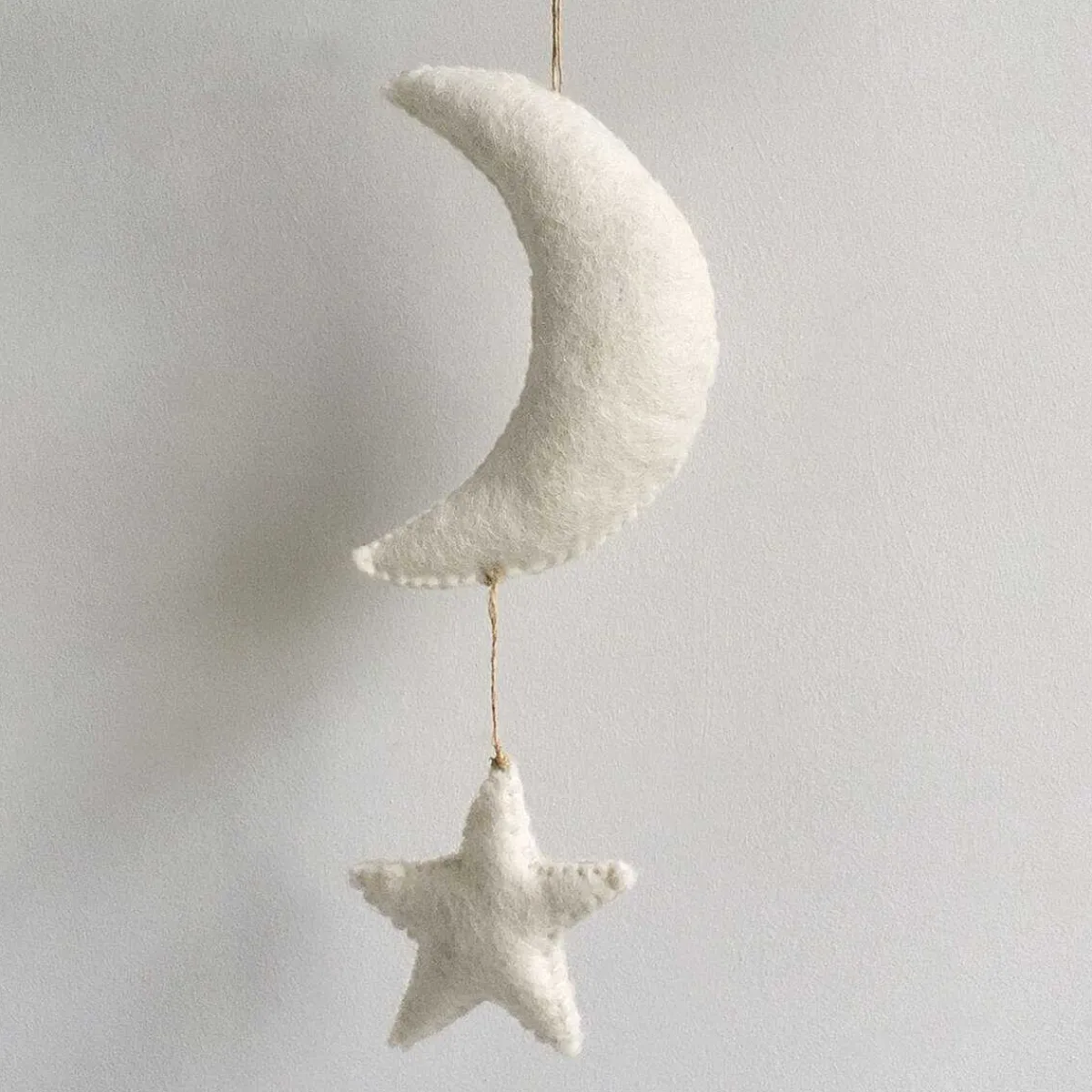 White Felt Moon & Stars Decoration>East of India Sale