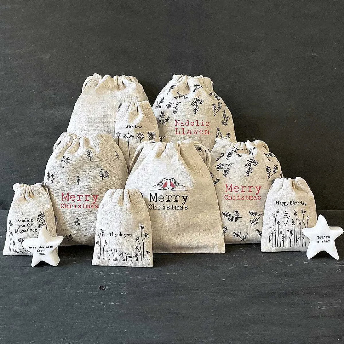 'With Love' Small Drawstring Bag>East of India Outlet