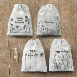 'With Love' Small Drawstring Bag>East of India Outlet