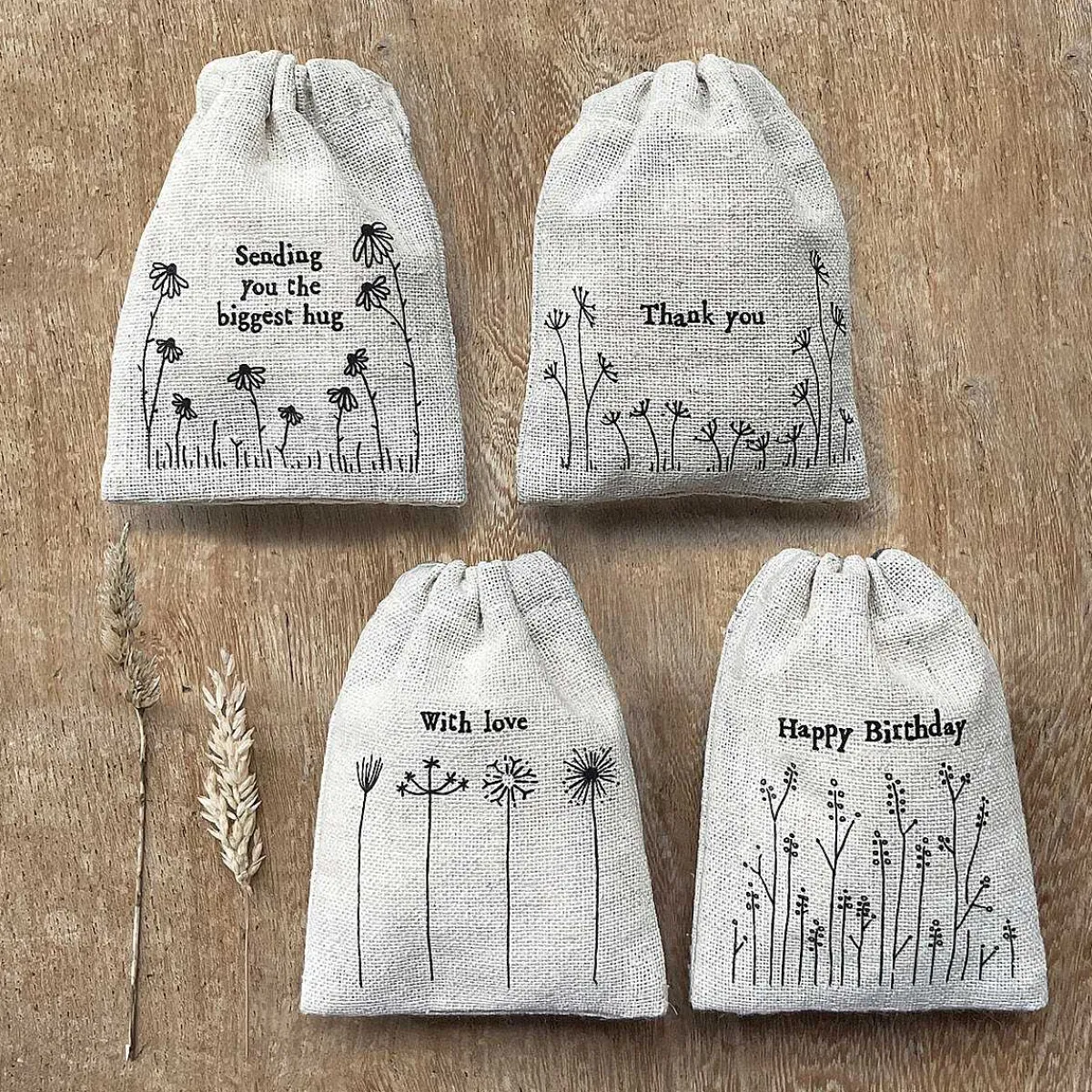 'With Love' Small Drawstring Bag>East of India Outlet