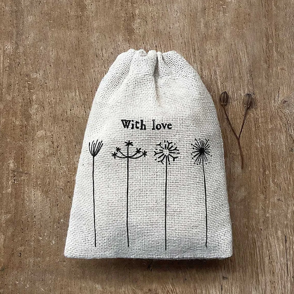 'With Love' Small Drawstring Bag>East of India Outlet