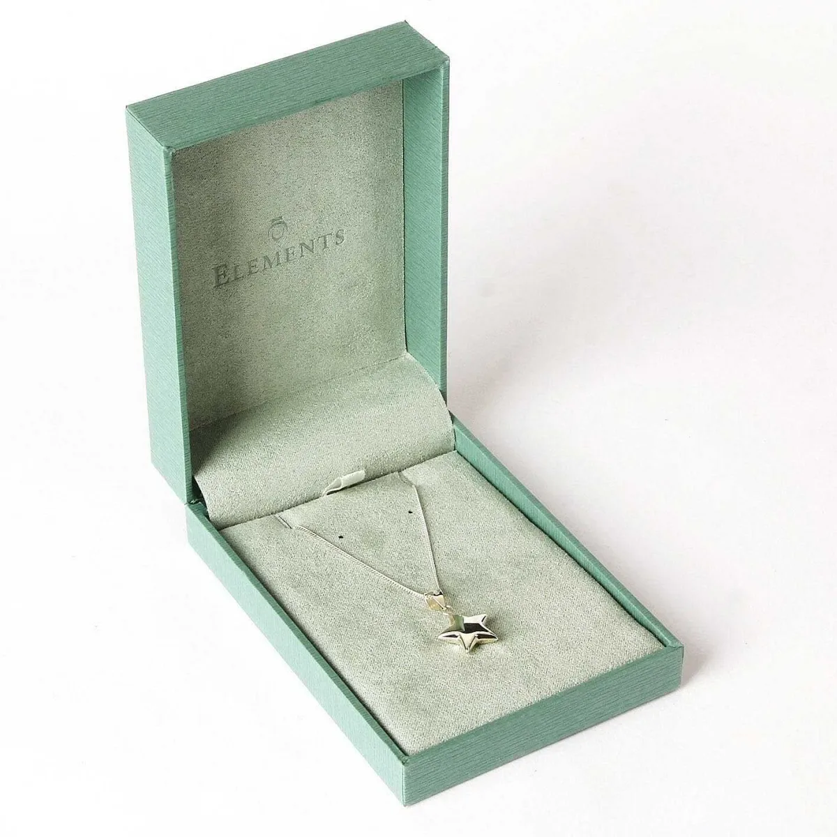 Small Puffed Star Boxed Silver Pendant>Elements Clearance