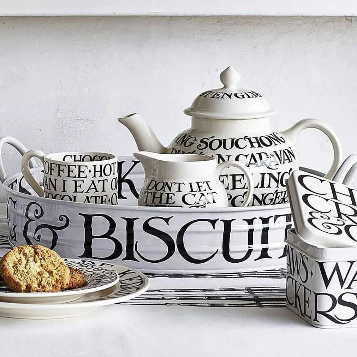 Black Toast Writing 4 Mug Teapot Boxed>Emma Bridgewater Sale