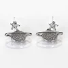 Celestial Pave Planet White Gold Plated Earrings>Equilibrium Clearance