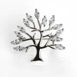 Clear Tree Of Life Silver Brooch><noscript><img width=