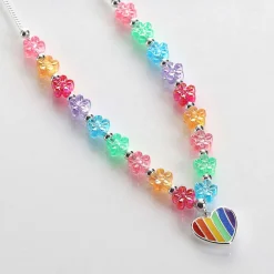 Girls Silver Plated Rainbow Hearts Necklace>Equilibrium Cheap