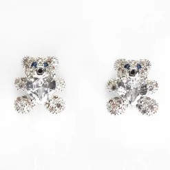 Girls Silver Plated Sparkly Teddy Earrings>Equilibrium Shop