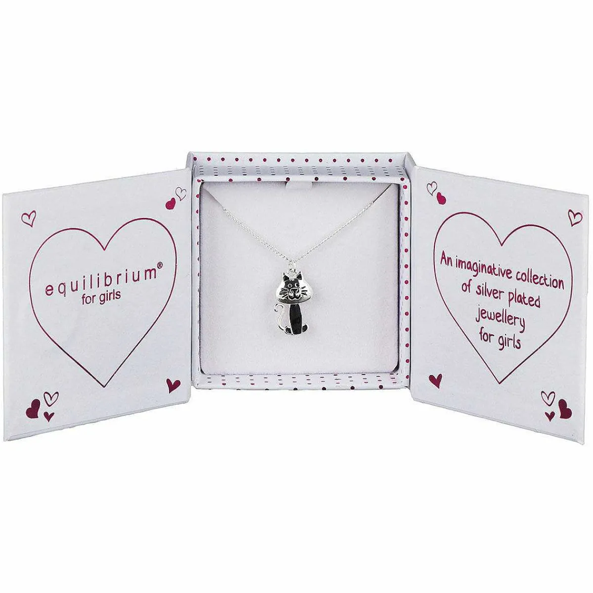 Girls Silver Plated Cute Cat Necklace>Equilibrium Shop