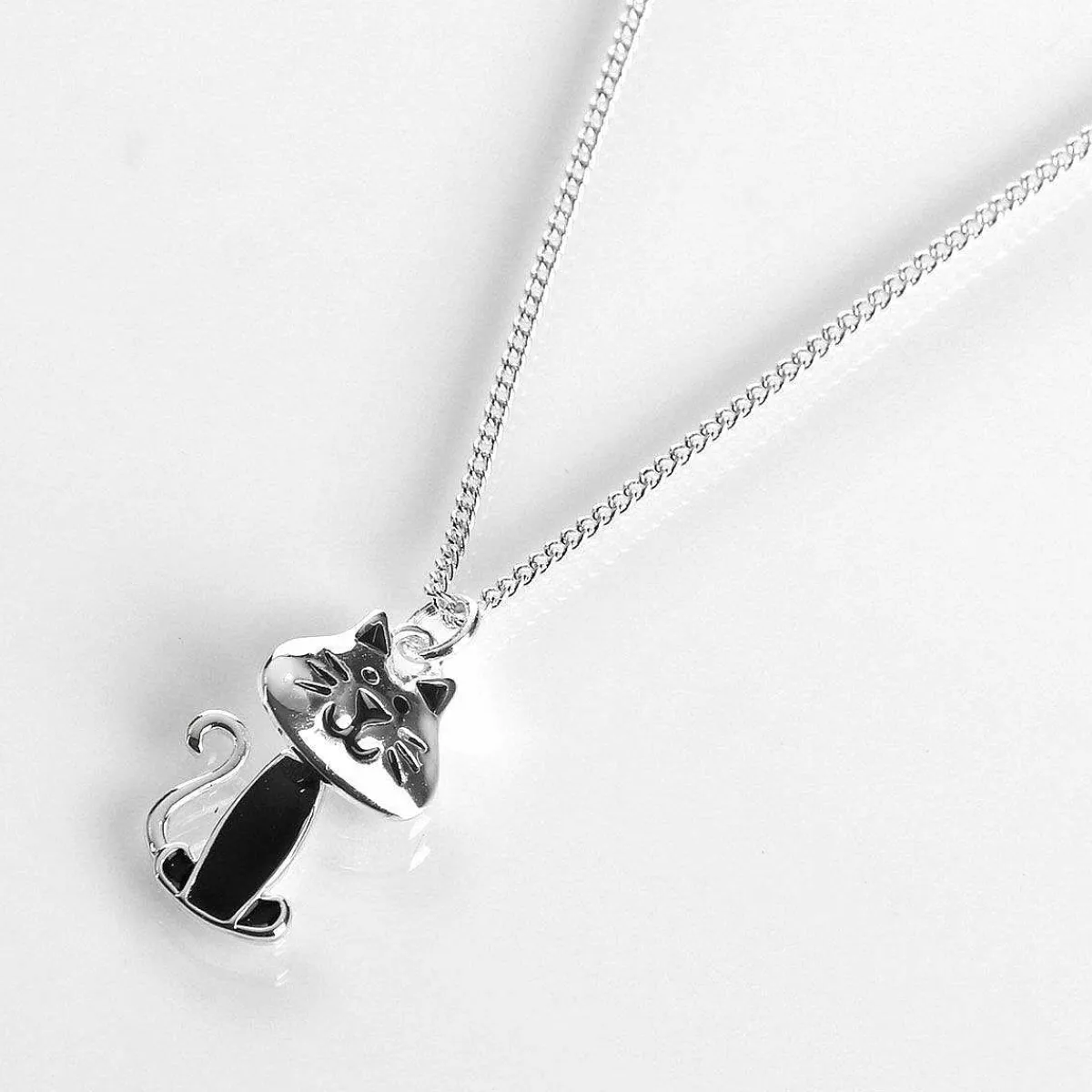 Girls Silver Plated Cute Cat Necklace>Equilibrium Shop