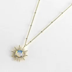 Gold Plated Moonstone Sunshine Necklace>Equilibrium Clearance