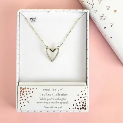 Gold Plated Te Amo 3D Heart Necklace>Equilibrium New