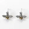 Handpainted Dangly Bee White Gold Plated Earrings>Equilibrium New