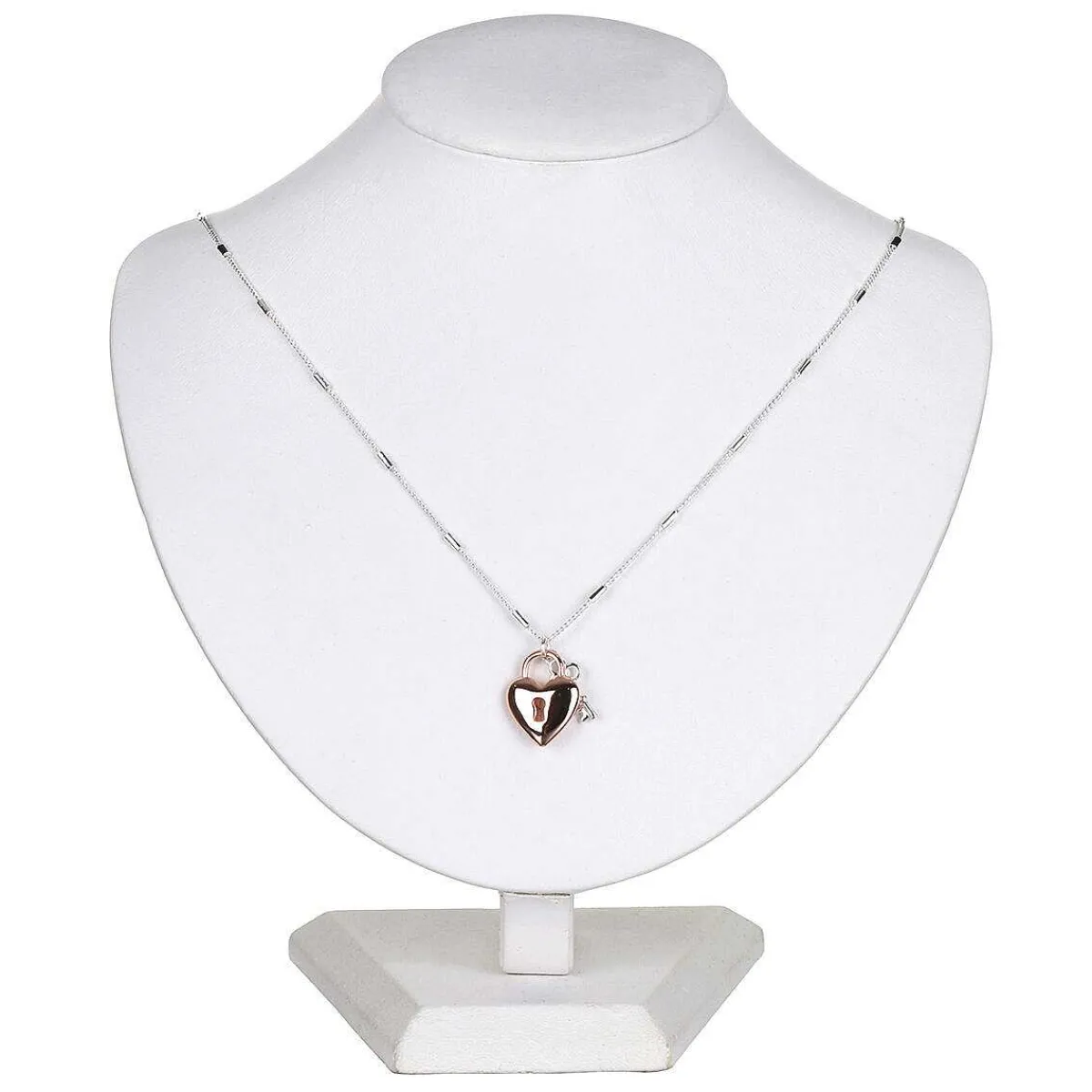 Love Locks Two Tone Heart Lock & Key Necklace>Equilibrium Outlet