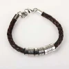 Men's 7 Ring Stainless Steel Brown Leather Bracelet>Equilibrium Cheap