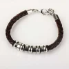 Men's 9 Ring Stainless Steel Brown Leather Bracelet>Equilibrium Fashion