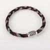 Men's Three Tone Plait Leather Bracelet Grey Red Black>Equilibrium Flash Sale