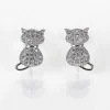Pave Cats Stud Silver Plated Earrings>Equilibrium New