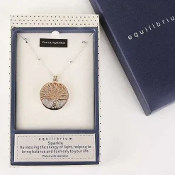 Rose Gold Filigree Disk Long Necklace>Equilibrium Clearance