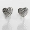 Silver Plated Pave Heart Clip On Earrings>Equilibrium Store