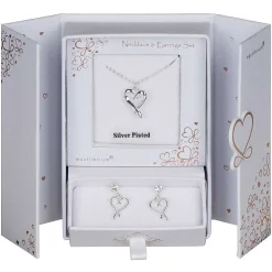 Silver Plated Kissing Heart Necklace & Earrings Gift Set>Equilibrium Shop