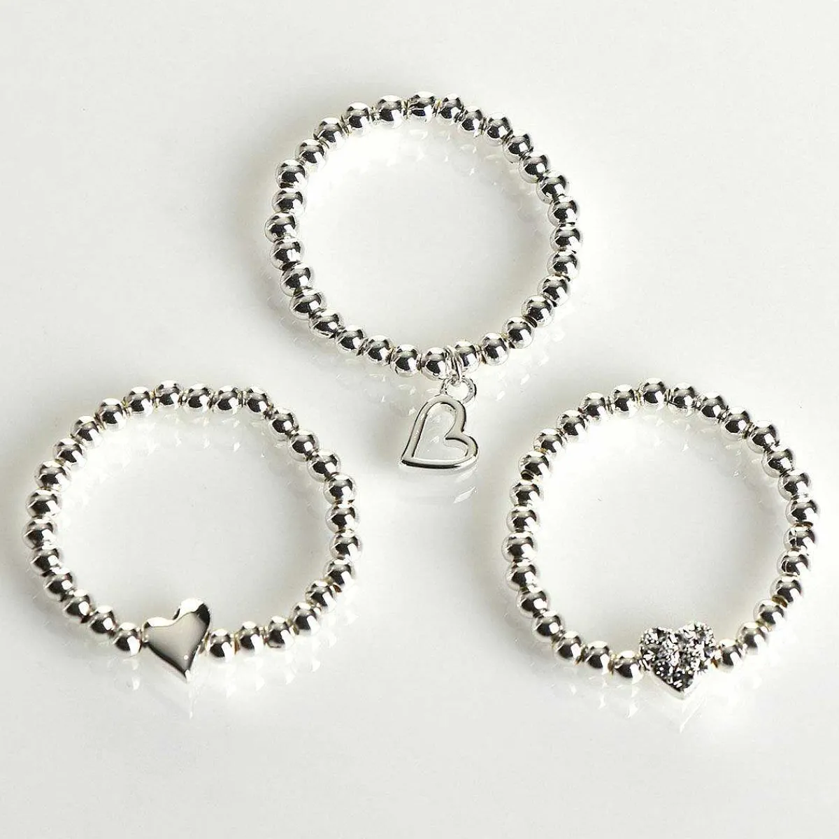 Silver Plated Rings Hearts 3 Stacking Rings Gift Set>Equilibrium Store