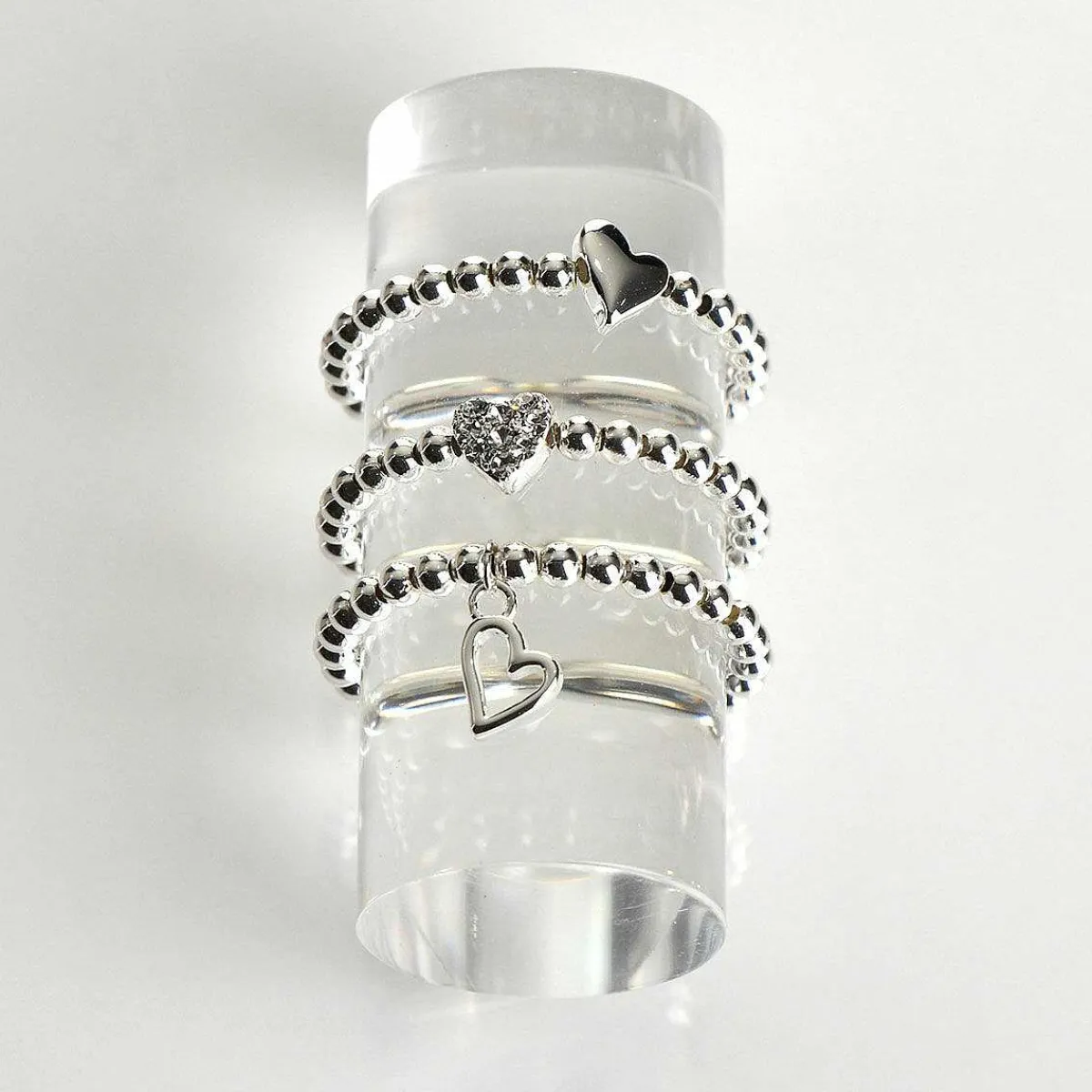 Silver Plated Rings Hearts 3 Stacking Rings Gift Set>Equilibrium Store