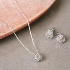 Silver Plated Rope Knot Necklace><noscript><img width=