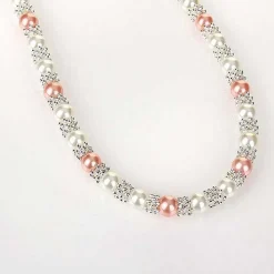 Silver Plated Pink Pearl Lace Necklace>Equilibrium Cheap