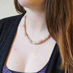 Silver Plated Pink Pearl Lace Necklace>Equilibrium Cheap