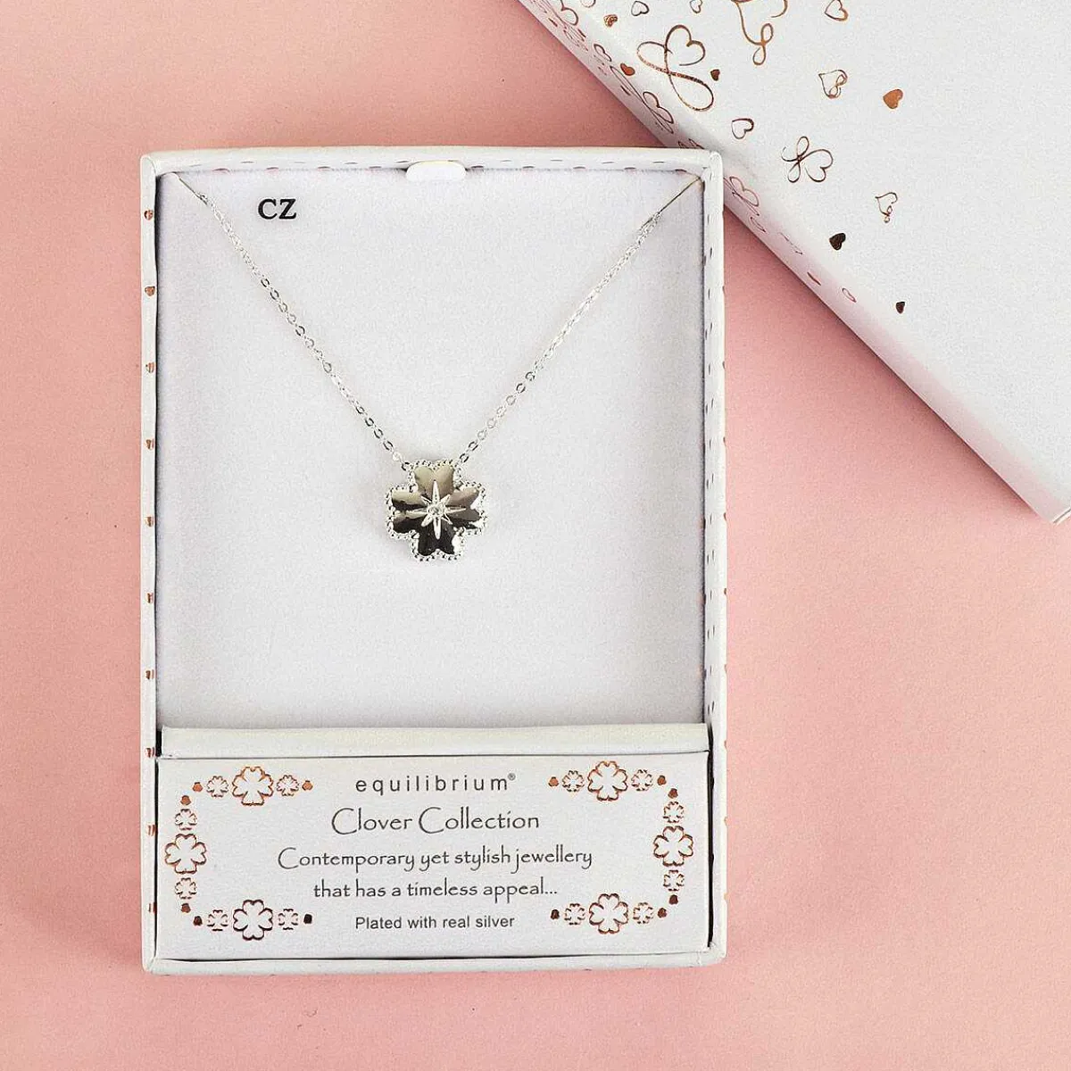 Silver Plated Clover Vignette Necklace>Equilibrium Online