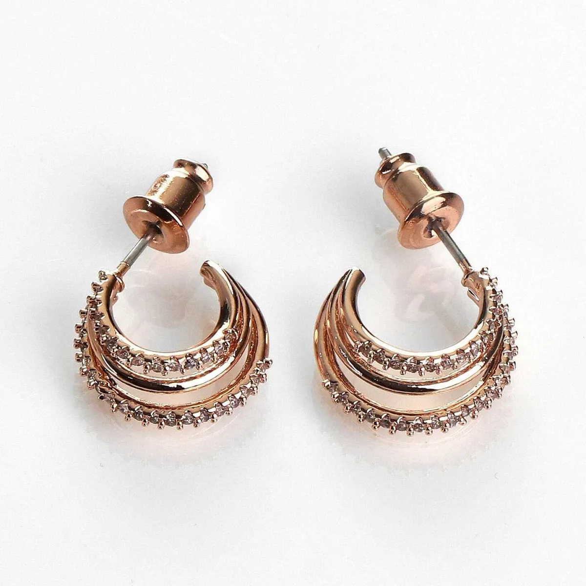 Triple Loop Rose Gold Plated Earrings>Equilibrium Online