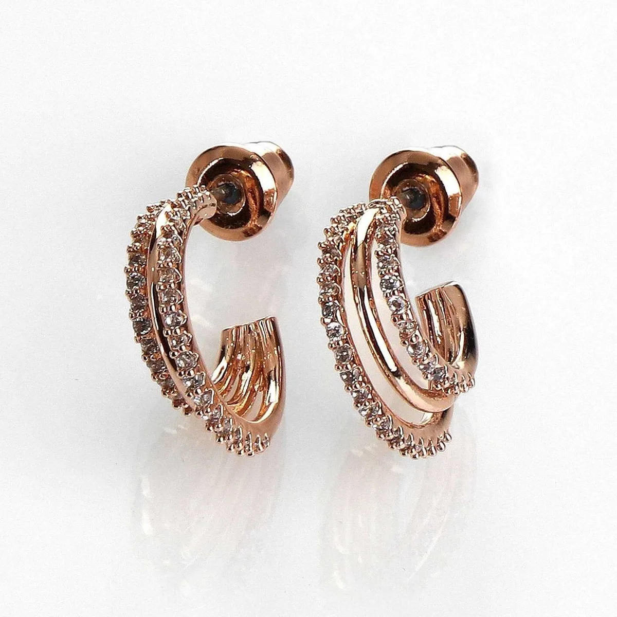 Triple Loop Rose Gold Plated Earrings>Equilibrium Online