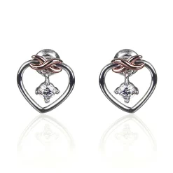 Two Tone Kiss Collection Eternal Heart Stud Earrings>Equilibrium Sale