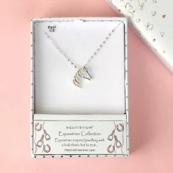 Two-Tone Equestrian Horse Head Necklace><noscript><img width=