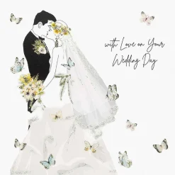 Bride & Groom Butterflies Luxury Wedding Day Card>Five Dollar Shake Clearance