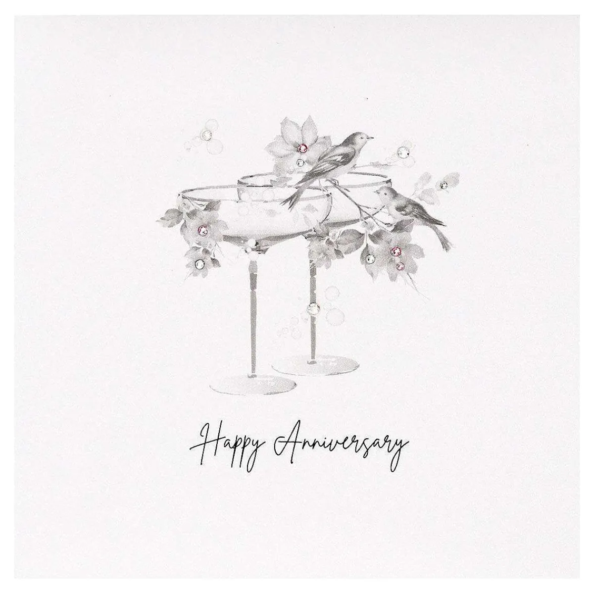 Champagne & Birds Luxury Anniversary Card>Five Dollar Shake Cheap