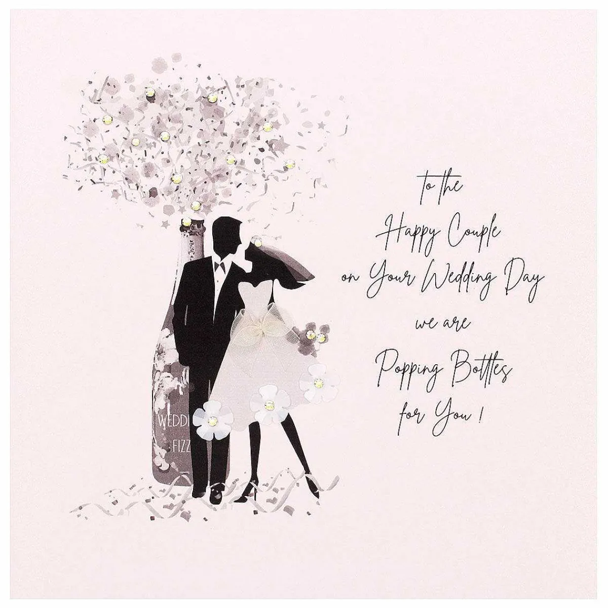 Happy Couple Popping Bottles Luxury Large Wedding Card>Five Dollar Shake Shop