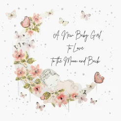 Mimosa Moon Baby Girl New Baby Card>Five Dollar Shake Clearance