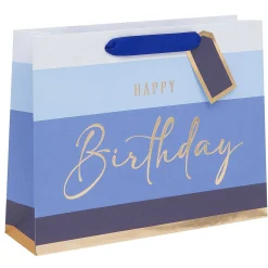 Happy Birthday Stripe Landscape Large Gift Bag>Glick Fashion