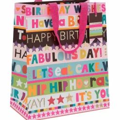 Paper Salad Birthday Pink Stripe Large Birthday Gift Bag>Glick Outlet