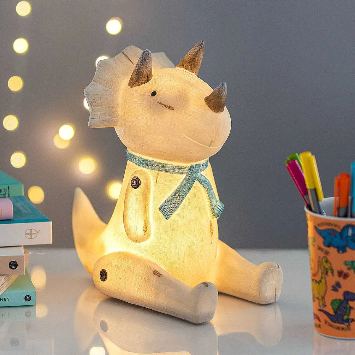 Wood Effect Sitting Triceratops Light>House Of Disaster Cheap