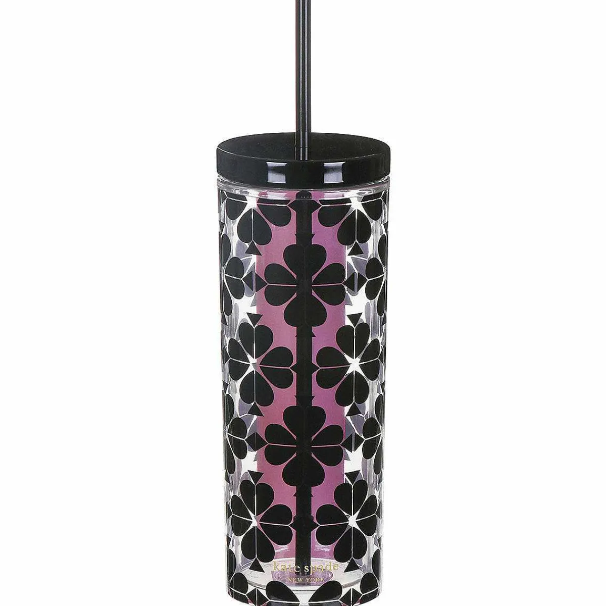 Black Spade Flower Acrylic Tumbler With Straw>Kate Spade New York Shop